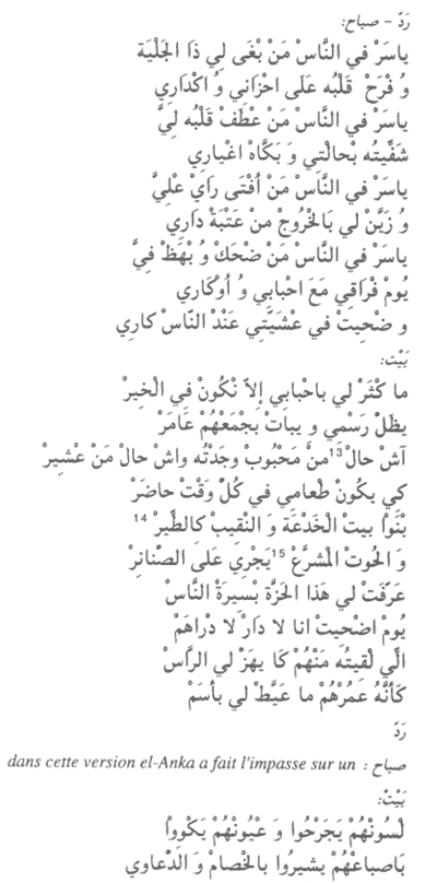 Texte arabe du poème « El Meknasseya », partie 3