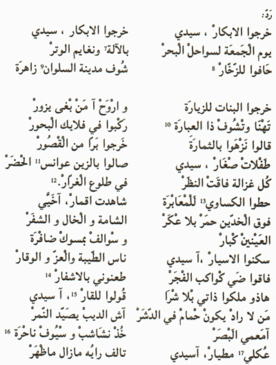 Texte arabe du poème « HADJOU LAFKAR », partie 2