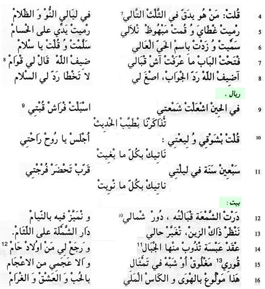 Texte arabe du poème « YA DIF ALLAH », partie 2